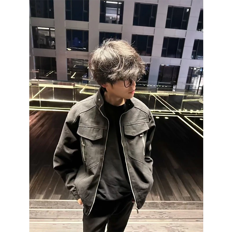 cleanfit巴恩风皮衣外套男秋冬季美式高街棒球服痞帅立领工装夹克