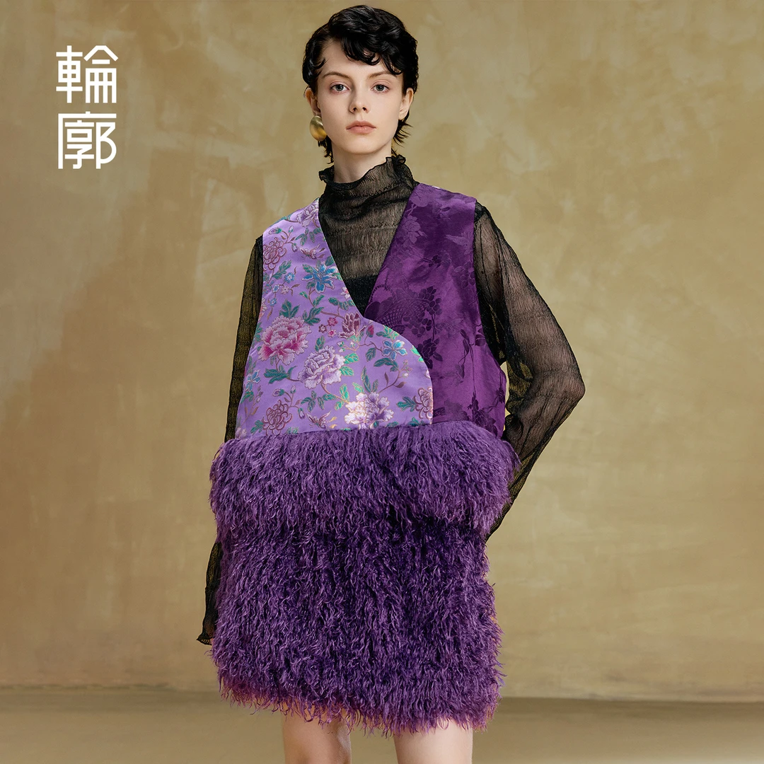 轮廓洛华短马甲新中式织金提花时尚马夹早秋洋气爆款女装L253Y020