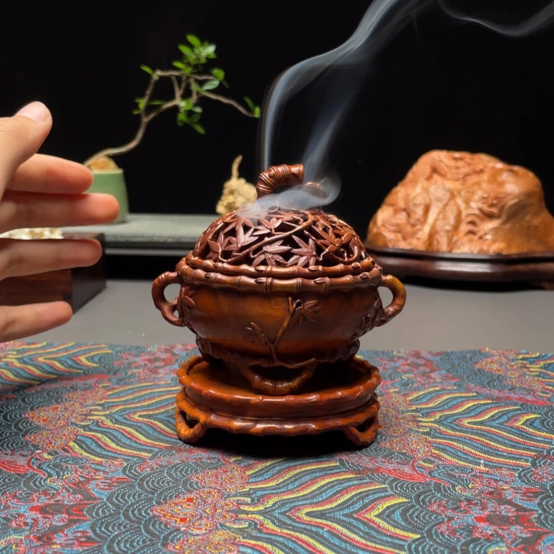 荔枝木小叶黄杨木三脚炉