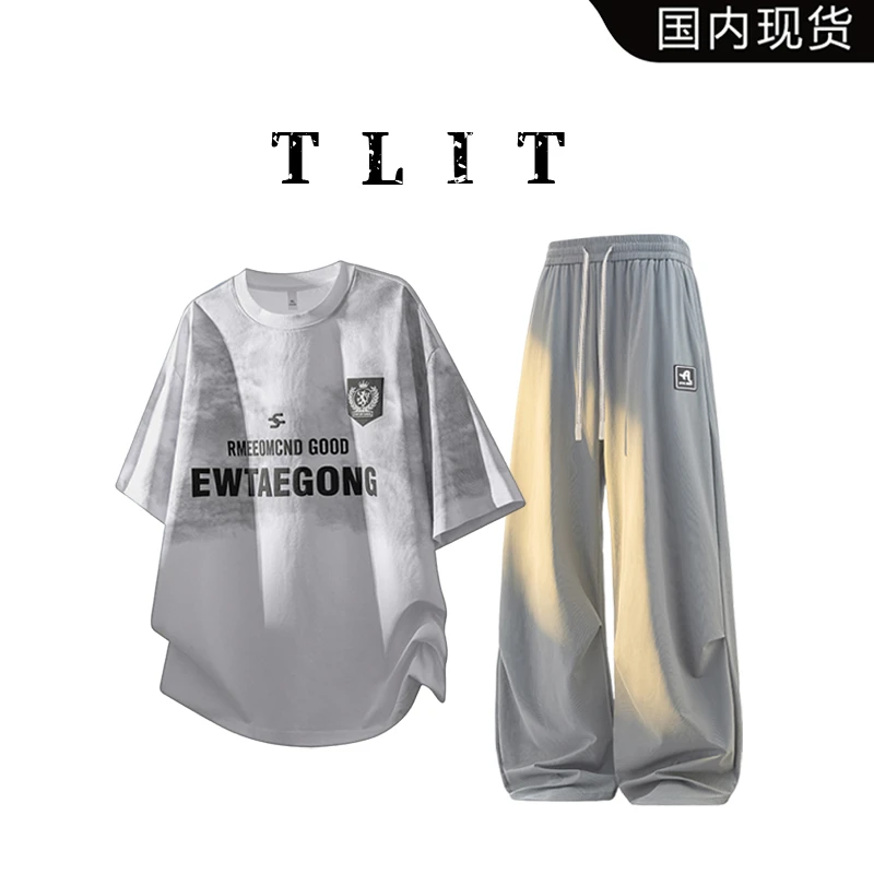 【品牌现货】TLIT夏季潮流印花运动潮流休闲韩版T恤圆领短袖宽松型