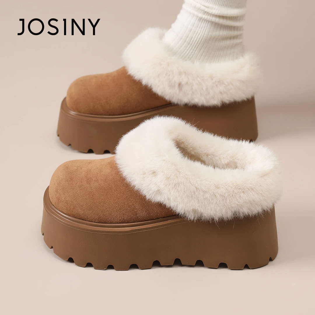 卓诗尼雪地靴女2025新款冬季加绒勃肯鞋保暖增高一脚蹬毛毛棉鞋子