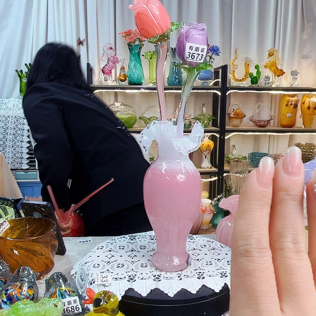 2花1瓶3673瑕疵家悦美居琉璃摆件