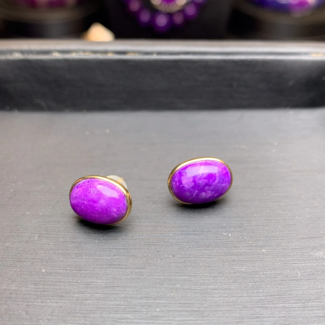 苏纪石（舒俱来）耳钉18K金镶嵌