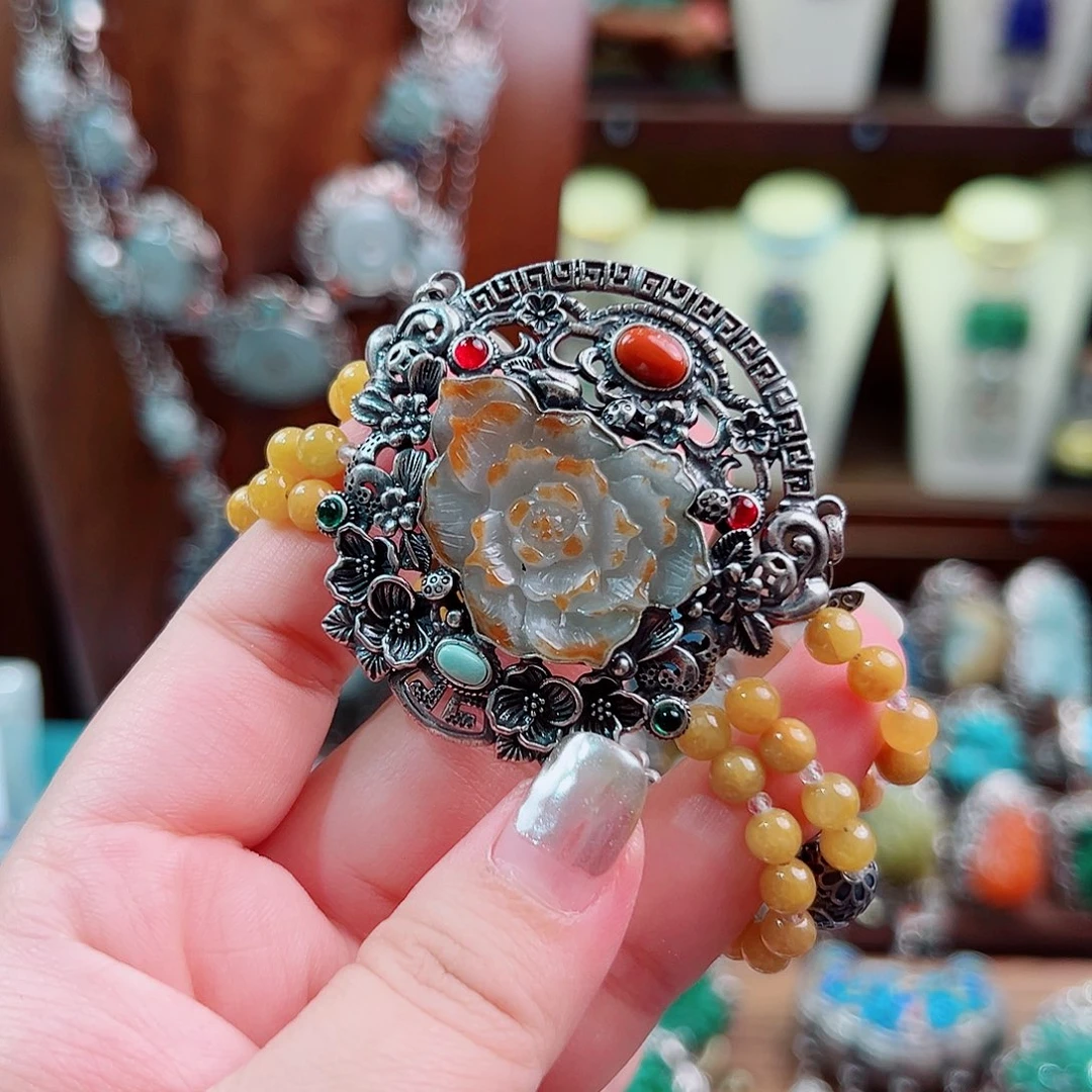 翡翠银S925镶嵌手链国风