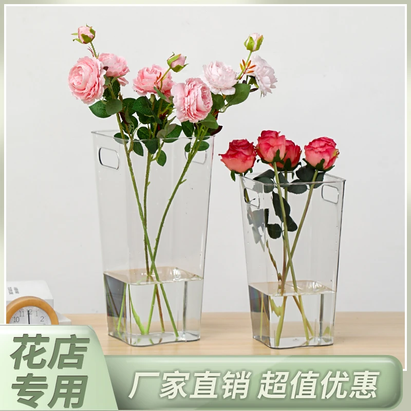 透明亚克力透明花瓶塑料醒花桶深水家用亚克力花瓶透明插花水养