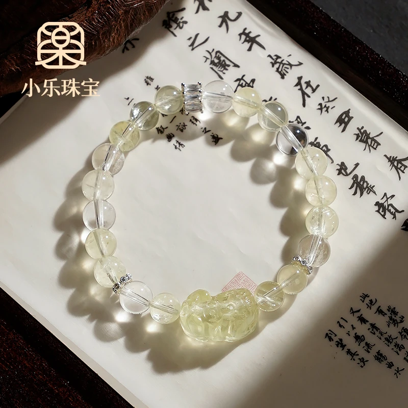 百搭显白黄水晶白水晶单圈高级感女式手链多样性发一-10151