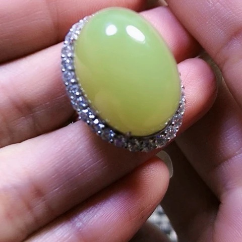 和田玉银S925镶嵌戒指