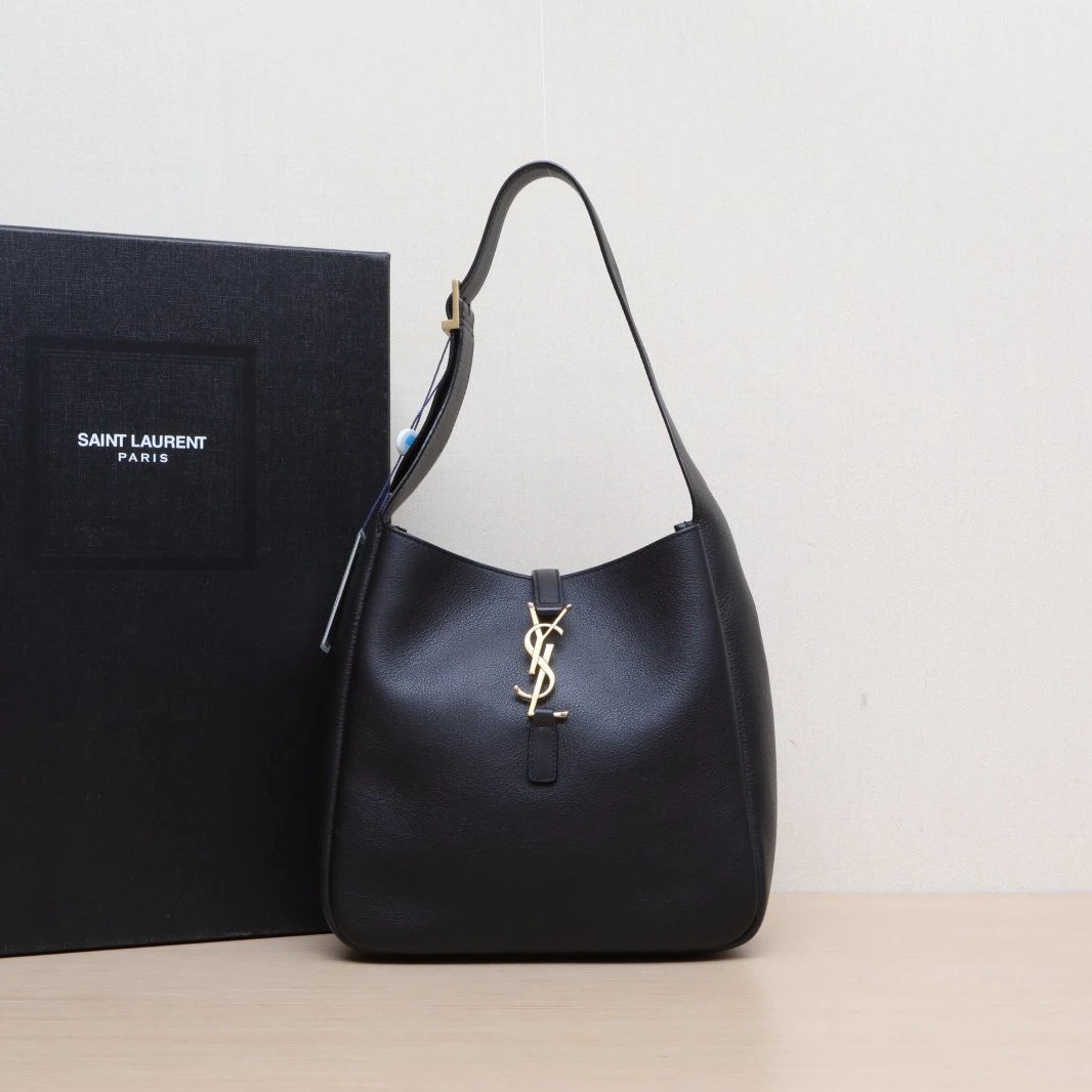 99新 YSL/圣罗兰 小花柳 LE 5 À 7 HOBO 小号 黑色