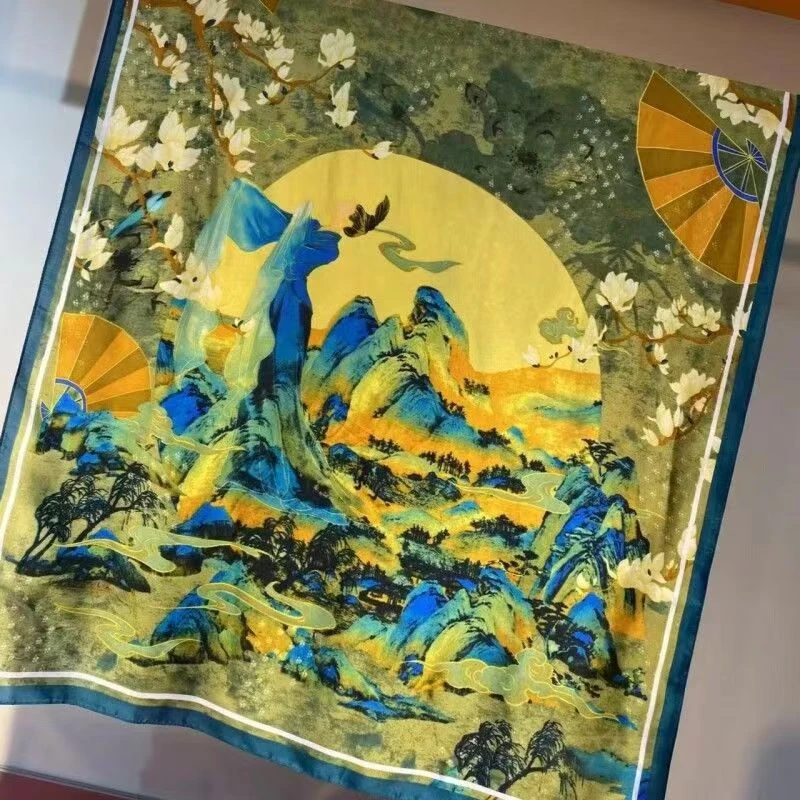 江山侍女图新款薄款披肩防晒丝巾长巾送礼围巾 C513