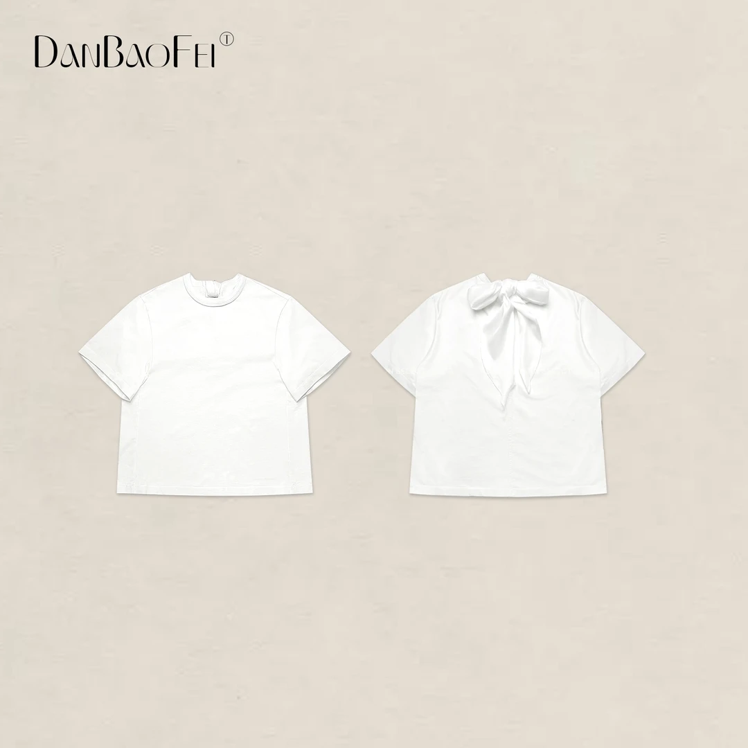 【柠檬】2025夏款新品女装法式造型感蝴蝶结短袖 YLM00887