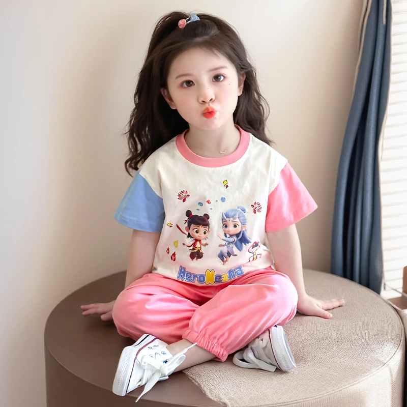 哪吒衣服女童夏季套装2025新款儿童薄款韩版洋气时髦敖丙女孩夏装