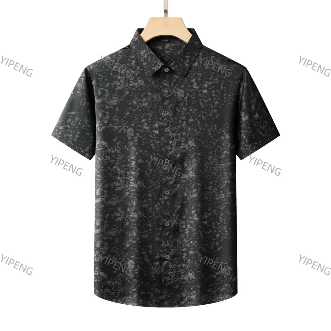 【桑蚕丝】夏季薄款新款真丝温和短袖衬衫男士抗皱高端衬衣上衣