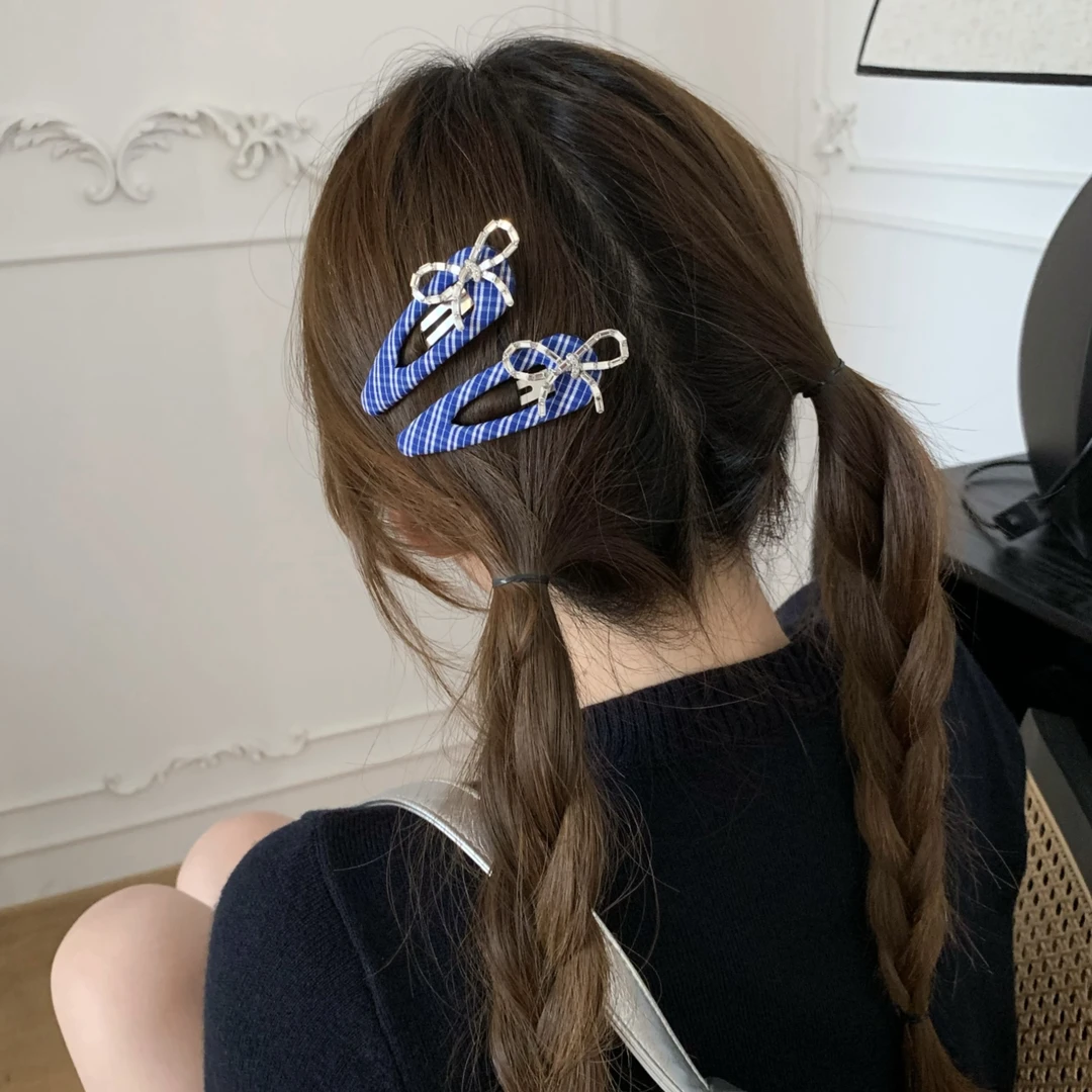 海军风水钻蝴蝶结发夹女侧边夹小众设计bb夹发卡头饰女2025新款
