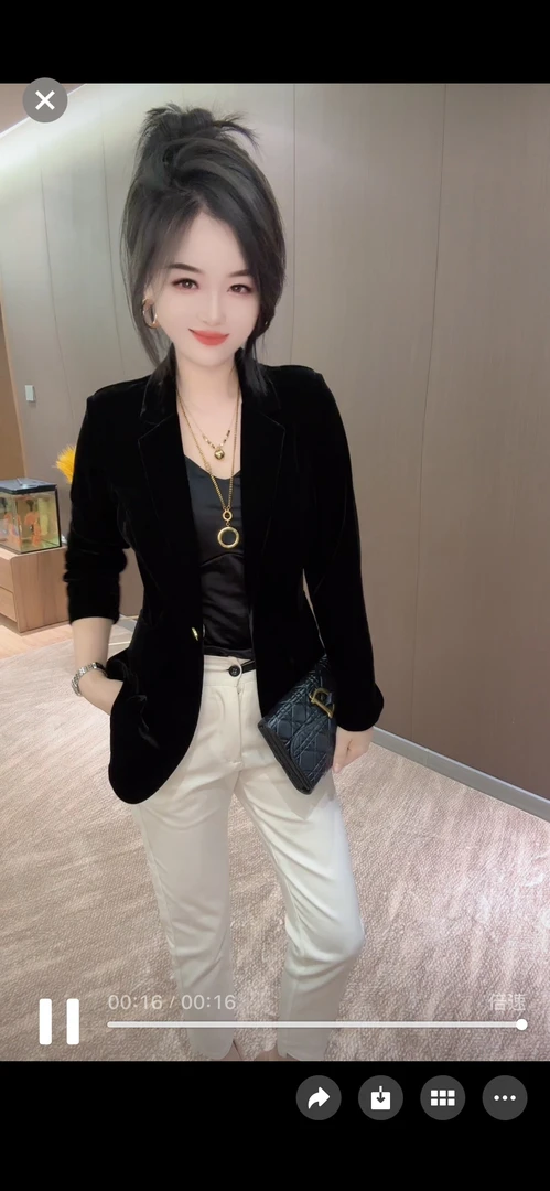 修身轻奢长袖黑色小西装