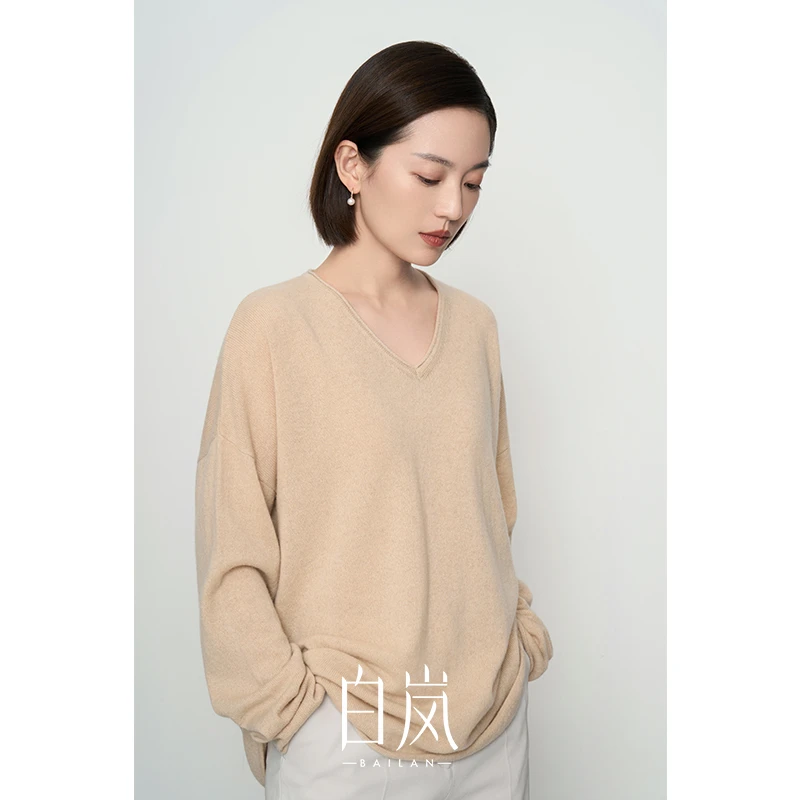 白岚揽阳·康赛妮羊绒衫针织女款气质款式衫秋冬新款宽松FZ0004