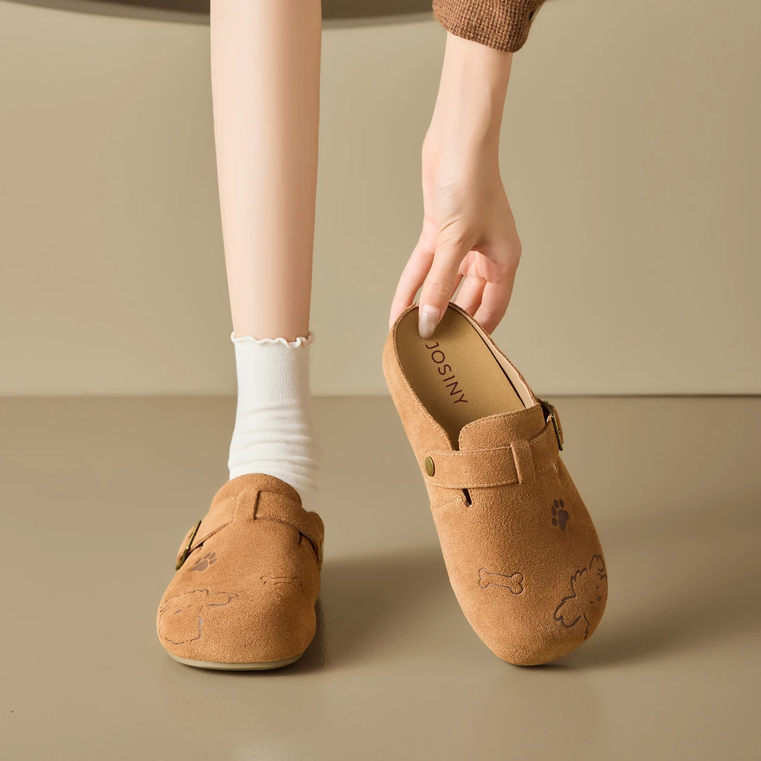 卓诗尼联名款勃肯鞋2026新款潦草小狗百搭舒适包头拖鞋女款一脚蹬