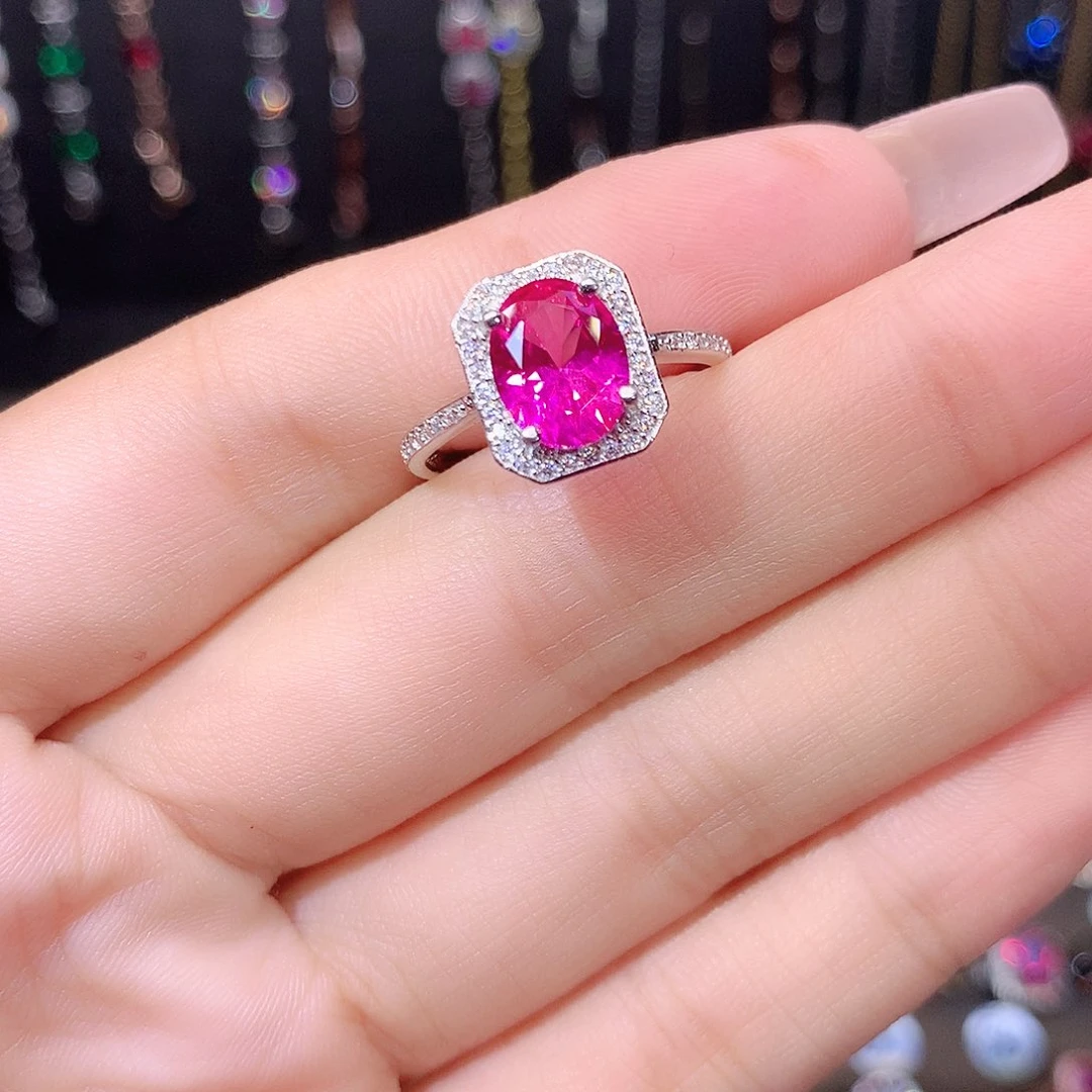 蓝宝石戒指银S925镶嵌白79