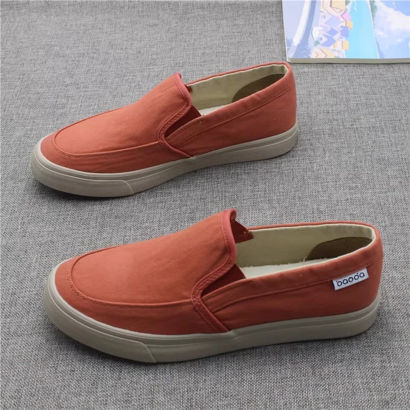 男鞋低帮百搭帆布鞋新款轻便舒适透气软底免系带简约休闲套脚板鞋