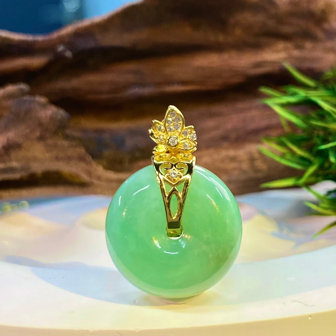 【陌玉精选】天然缅料A货翡翠百搭冰透精致平安扣吊坠挂坠一件