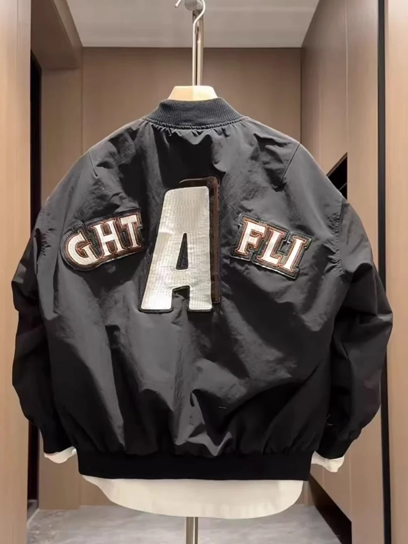 春季新款男士潮牌痞帅时尚夹克外套潮流宽松休闲百搭情侣款棒球服