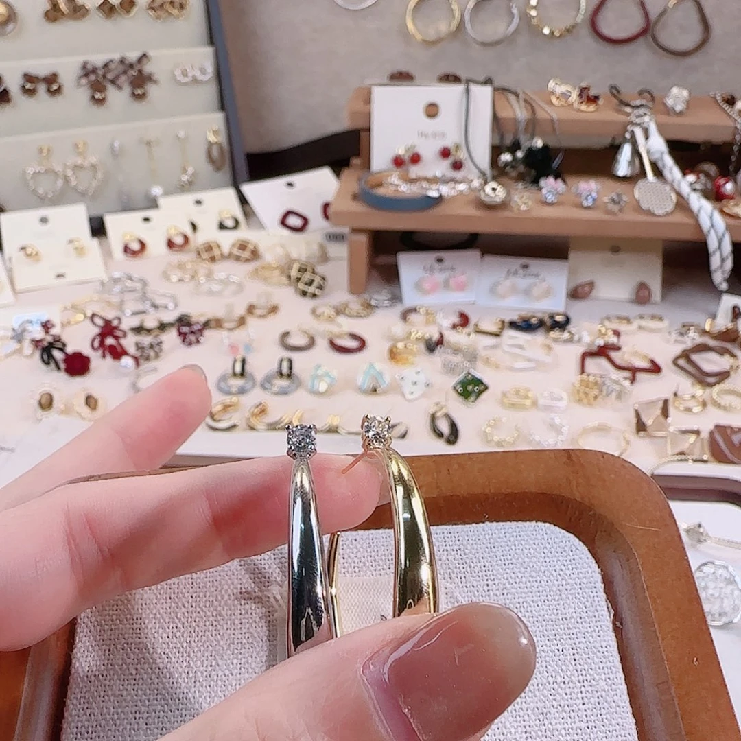 仿珍珠铜合金925银耳钉圈