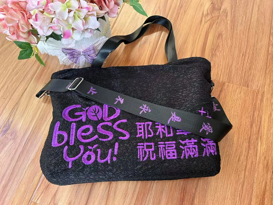 蕾丝包刺绣/绣花通用手工拉链手提包单肩休闲风双根肩带