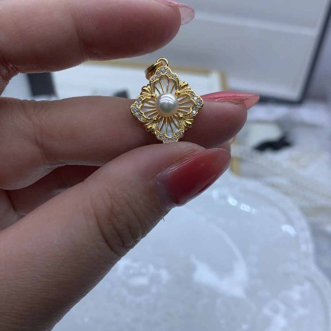 淡水珍珠吊坠(不含链)银S925镶嵌