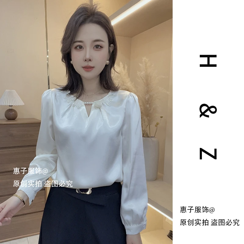【惠子服饰】春秋款百搭时尚气质纯色长袖小衫高端衬衣显瘦女装