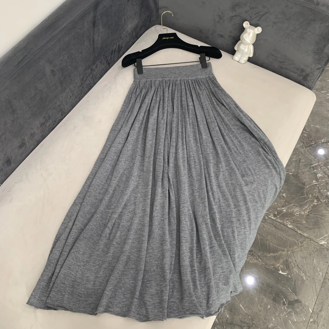 weilai-2025新款复古灰高腰显瘦半身裙-25794