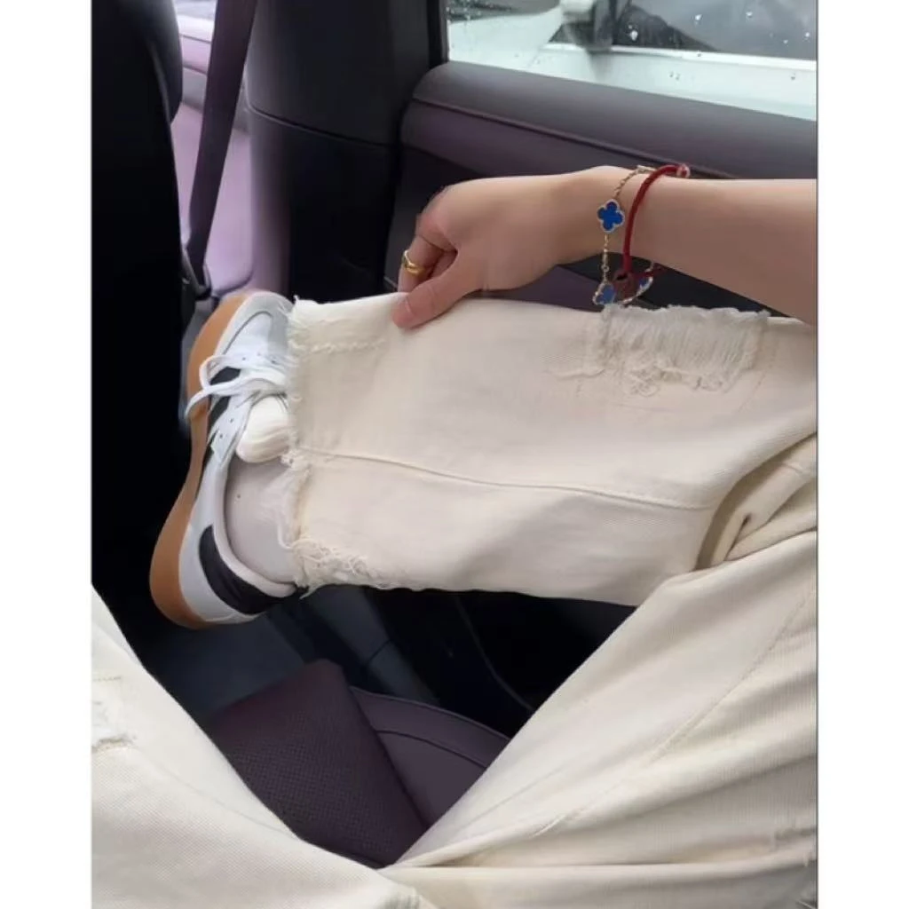 男式牛仔裤直筒男款夏季薄款微喇破洞宽松高街vibe风水洗美式裤子