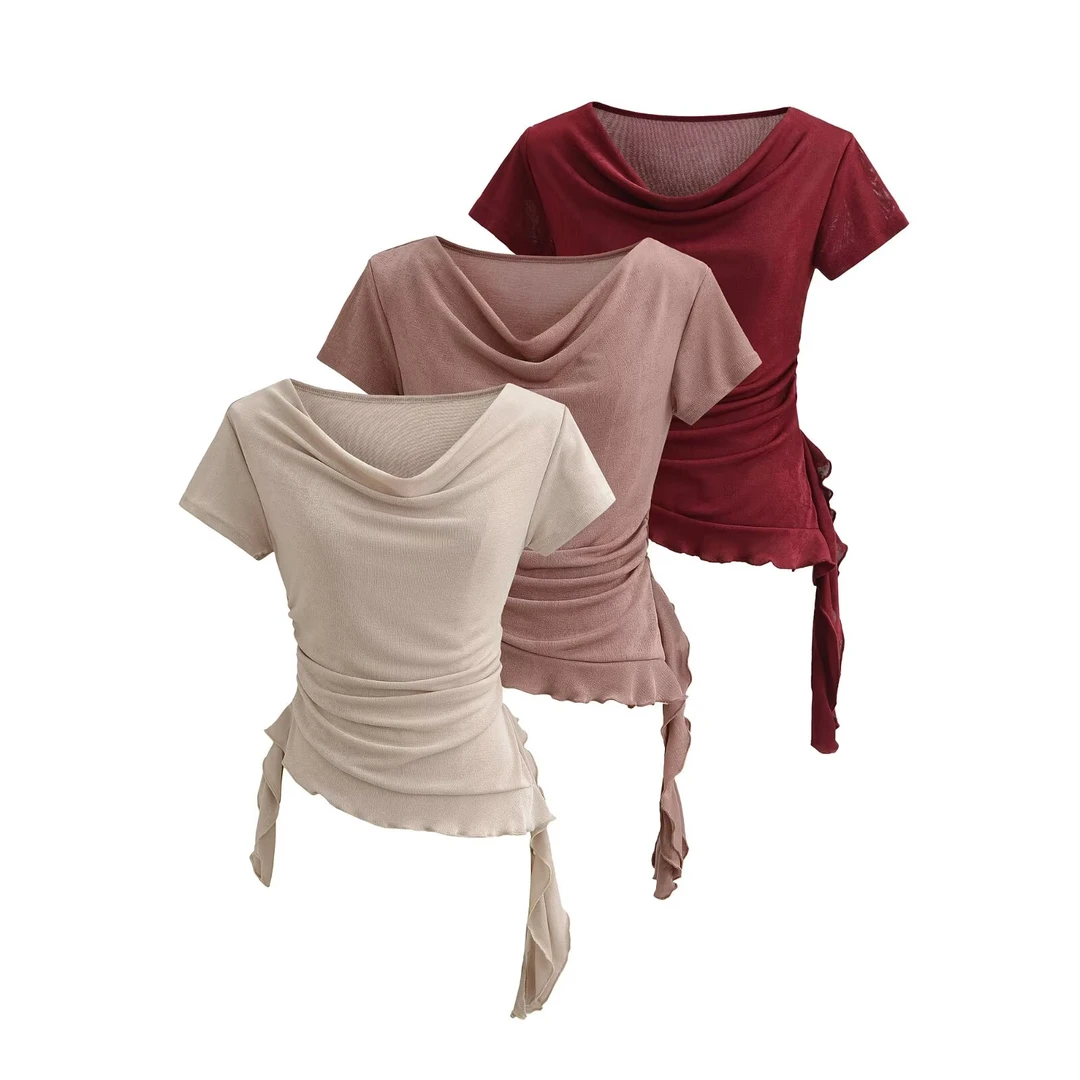 A981荡领荷叶边T恤