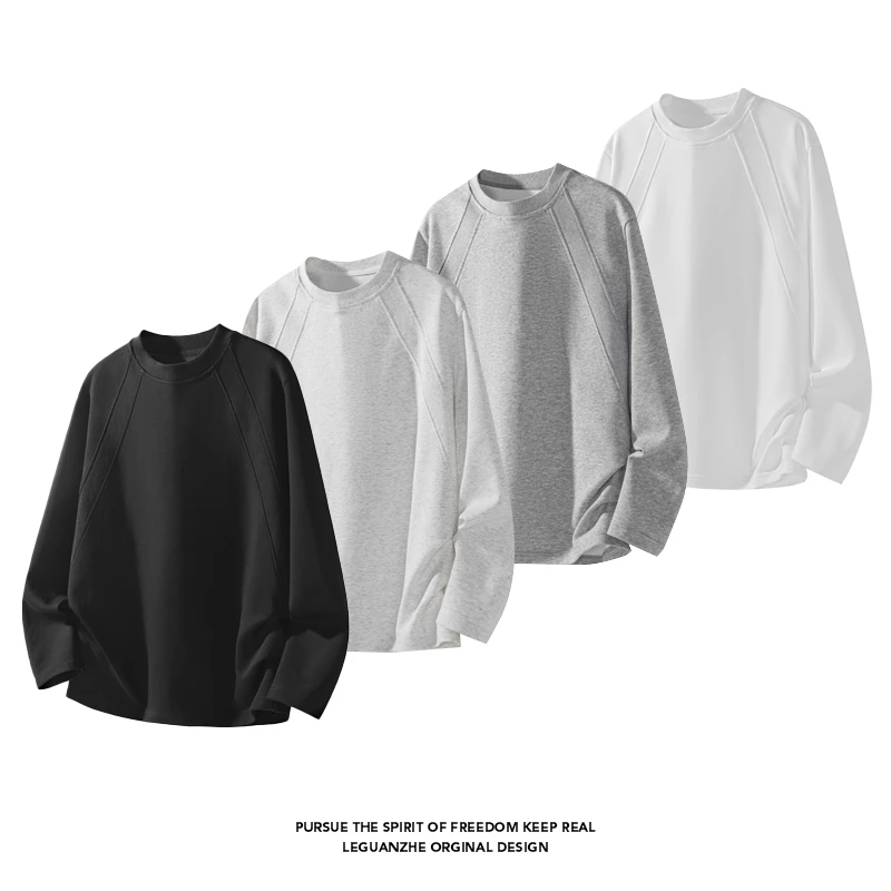 cleanfit美式重磅解构长袖T恤男潮牌boxy正肩卫衣宽松内搭打底衫