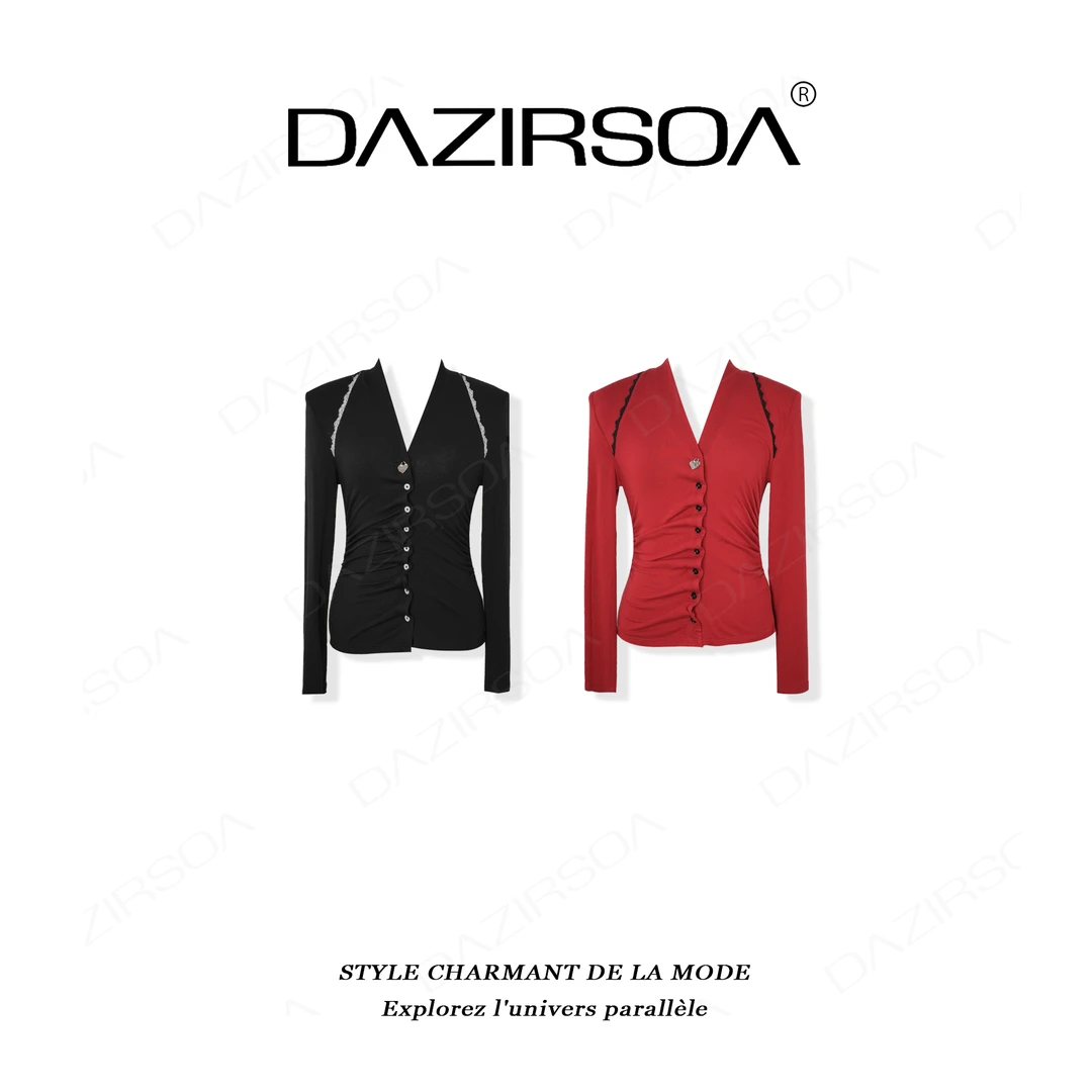 DAZIRSOA/达姿“动静有形”时尚百搭显瘦个性显瘦开衫T恤 AA505