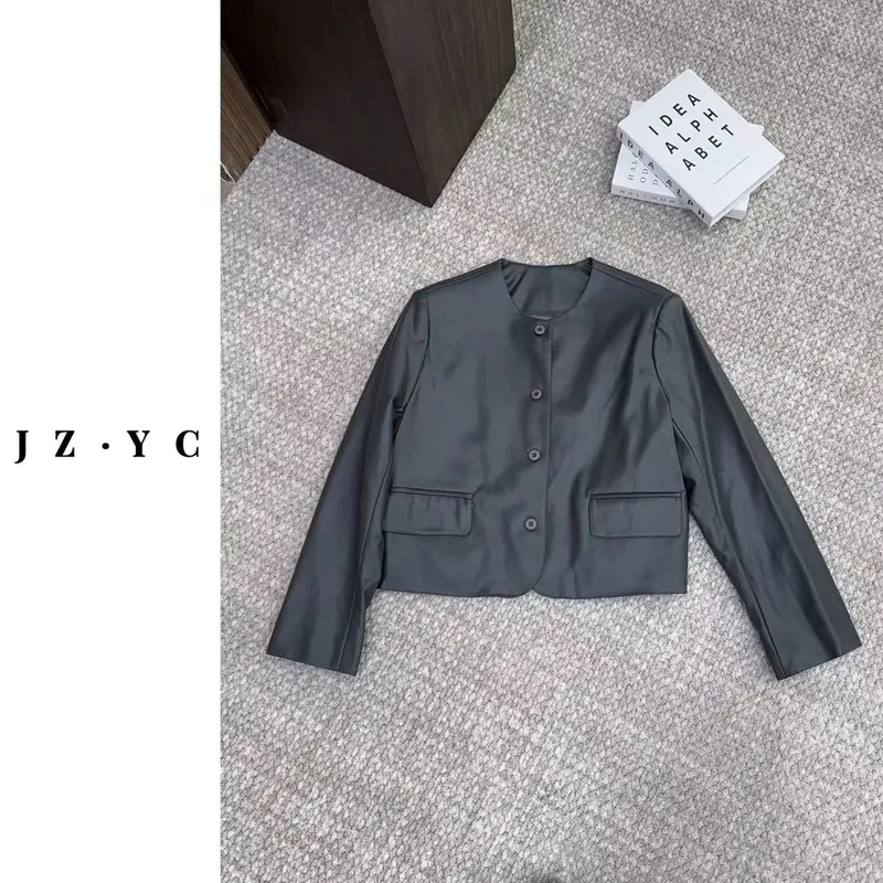 【洁子推荐】6188 休闲纯色皮衣