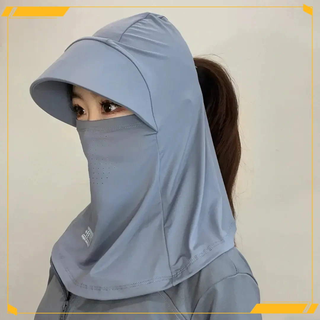 全脸遮阳帽子夏季防晒帽防紫外线户外骑行护颈面罩太阳帽冰凉感