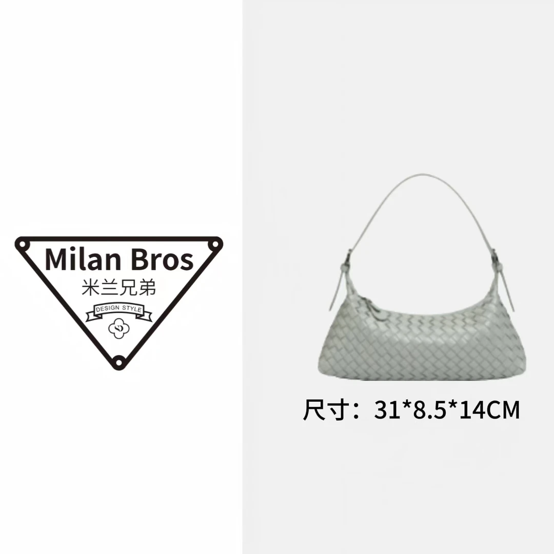 【米兰兄弟】原创定制编织法棍包高级感腋下包斜挎女B1974-玛瑙灰