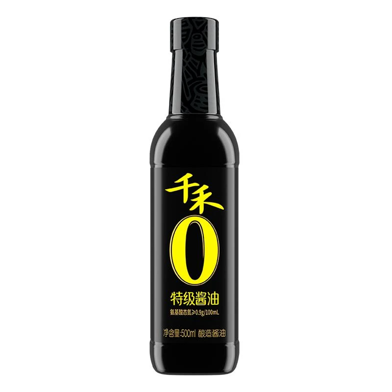 千禾0添加特级酱油500ml酿造生抽家用炒菜红烧凉拌调味