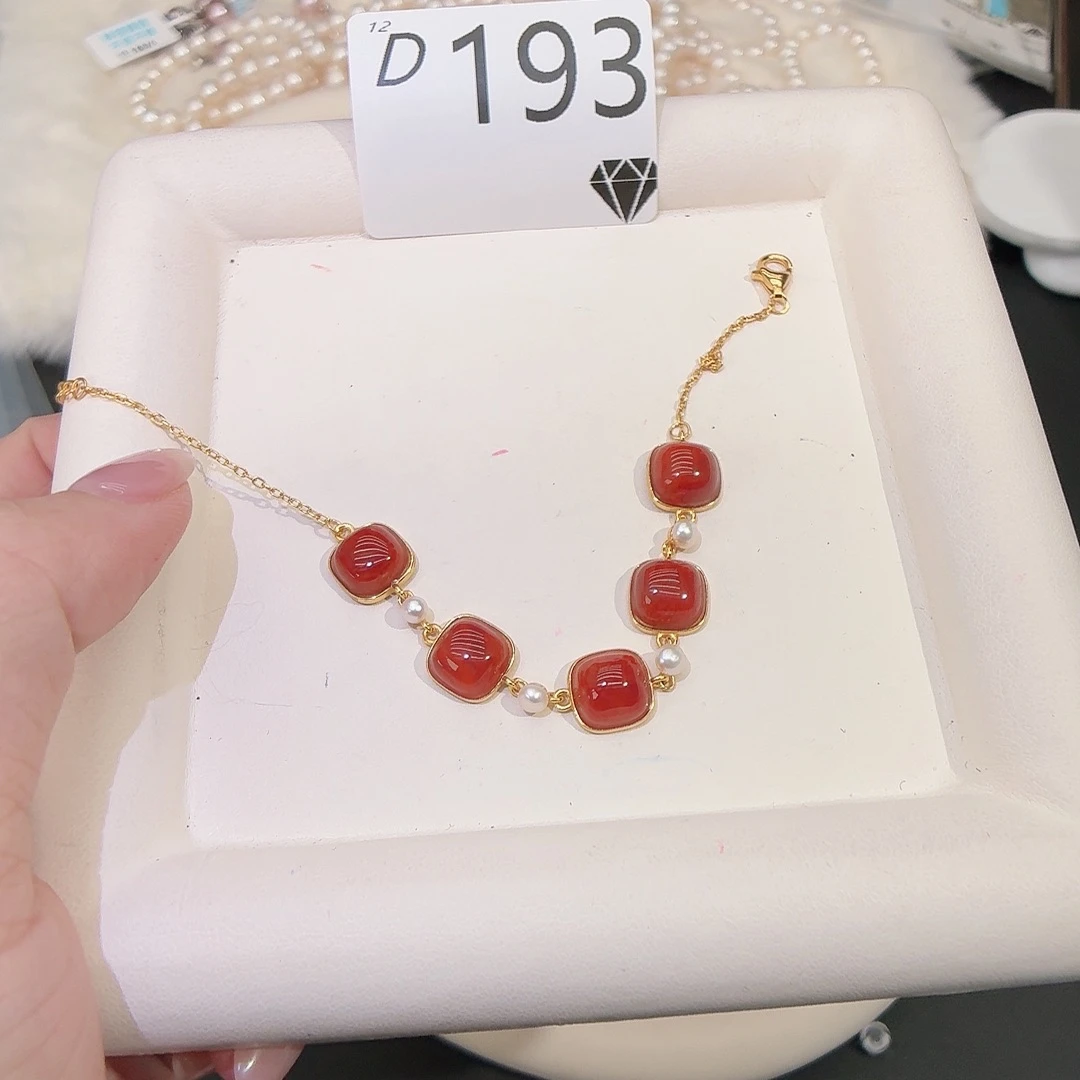 南红玛瑙银S925镶嵌手链