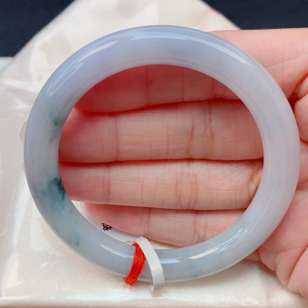 翡翠未镶嵌手镯53.6圆条 细糯化莫奈花园完整度高