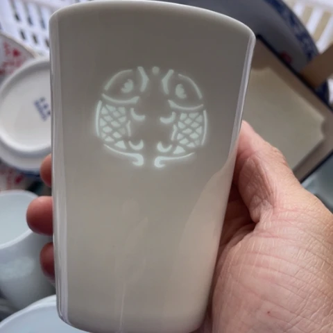 碟景德镇陶瓷玲珑可乐杯