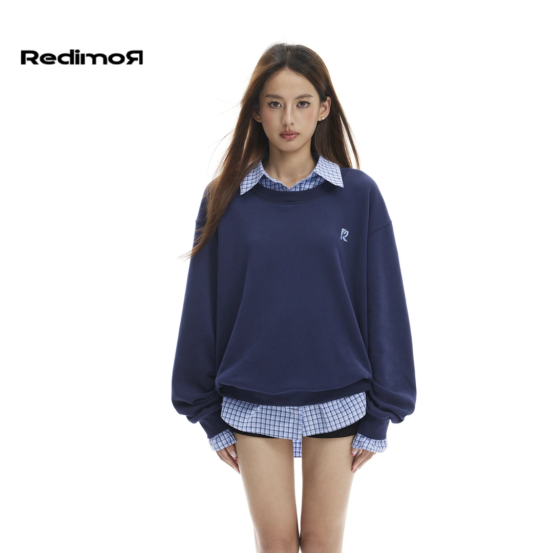 【REDIMOR】清仓 美式复古衬衫领假两件卫衣新款polo外套253RZ1226