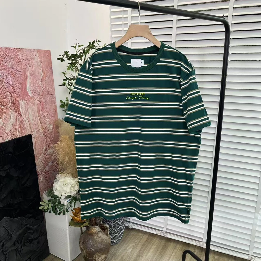 日系清新「条纹宽松休闲圆领」短袖T恤情侣E5420