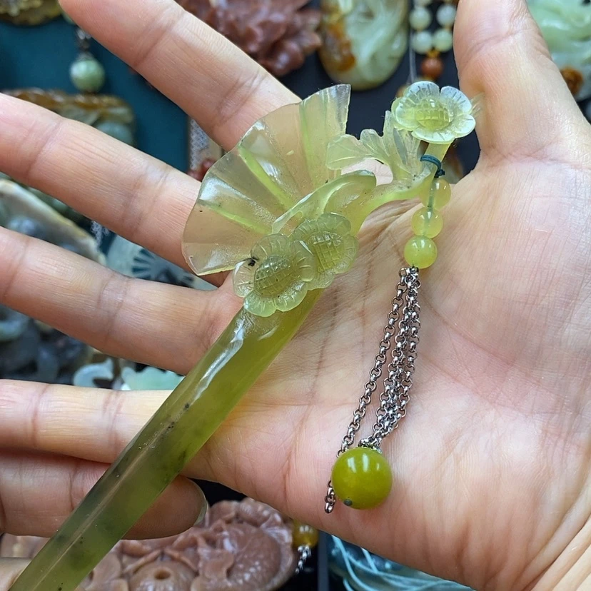 【闪购商品】蛇纹石玉发饰未镶嵌