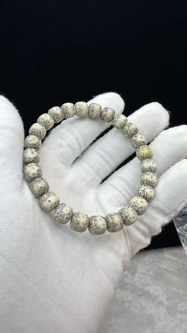 Y22 9X8 24k 金标 骨瓷白 侧留白 星月菩提 单圈手串（一物一图）