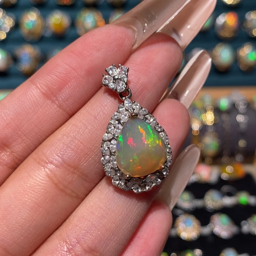 欧泊银S925镶嵌吊坠