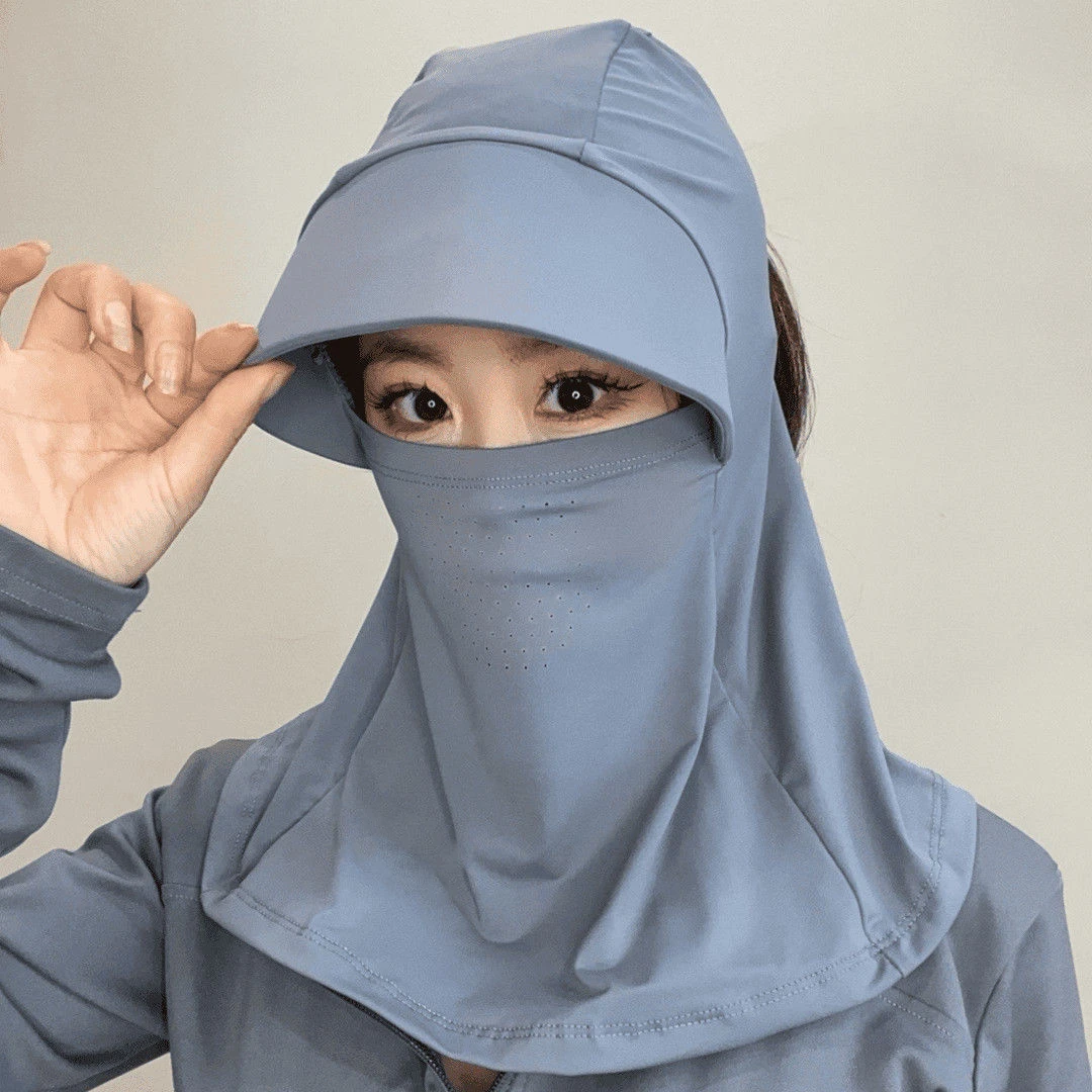 全脸遮阳帽子女夏季防晒帽防紫外线户外骑行护颈面罩太阳帽冰凉感