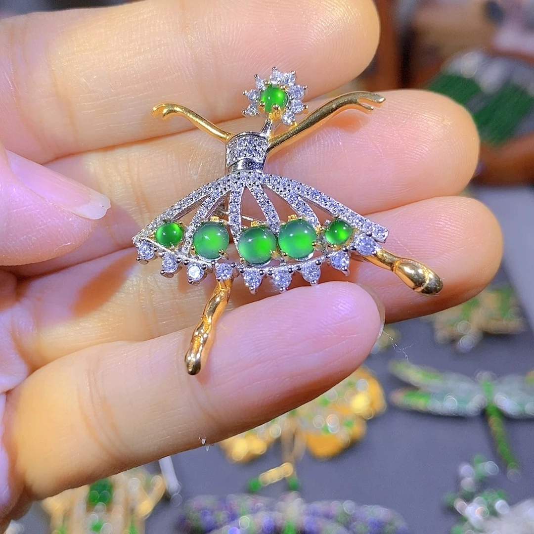 颈饰银S925镶嵌翡翠