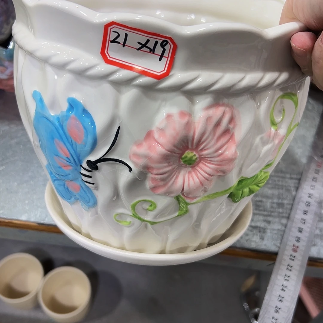 外贸尾单陶瓷花盆10米包邮