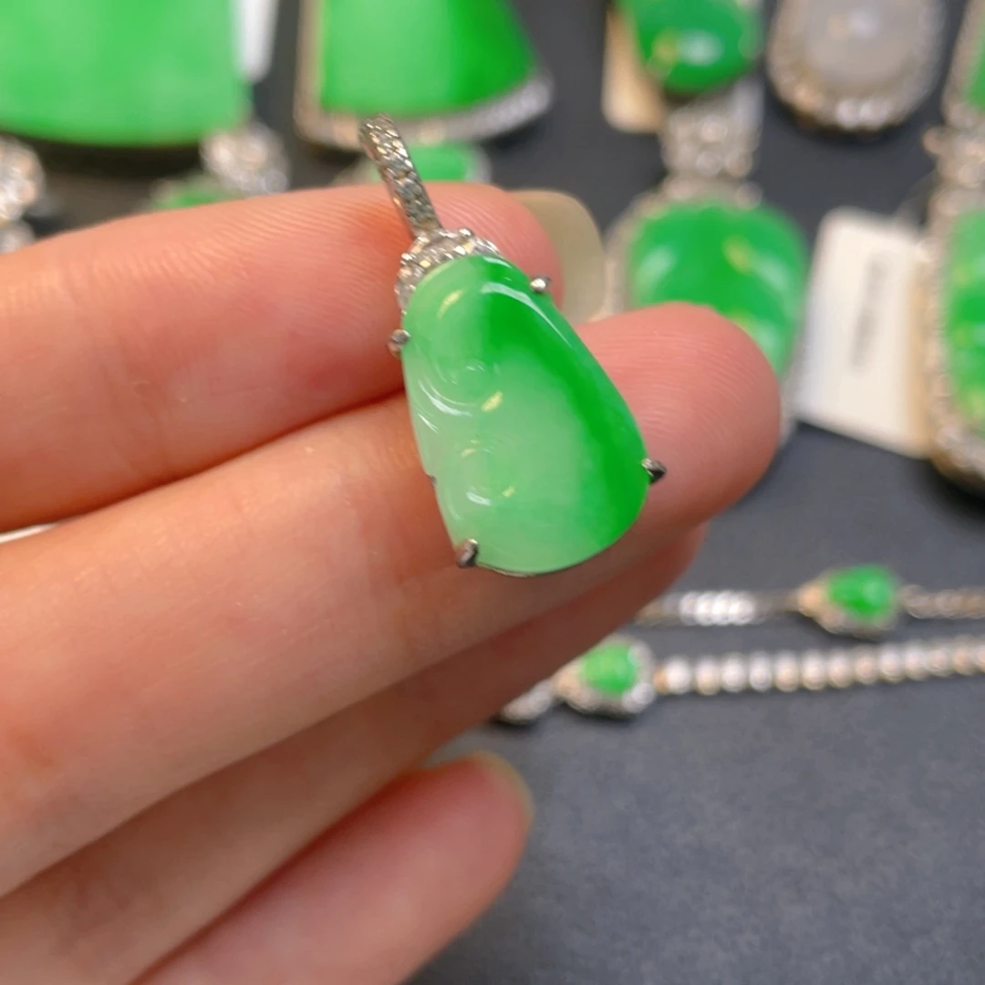翡翠银S925镶嵌吊坠(不含链)