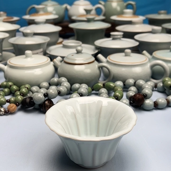 杯月白釉荷花杯原矿原釉原产地